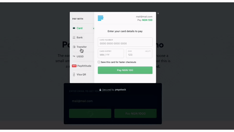 Checkout form
