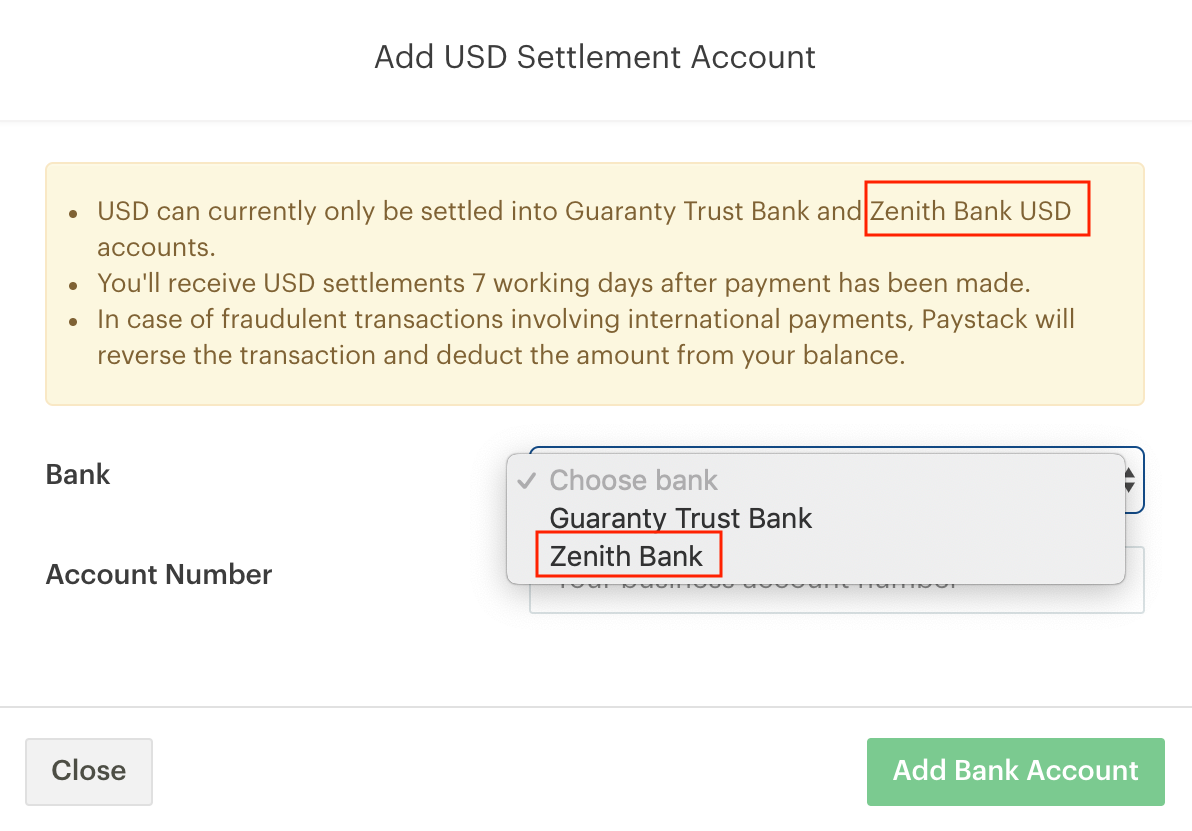 USD settlement