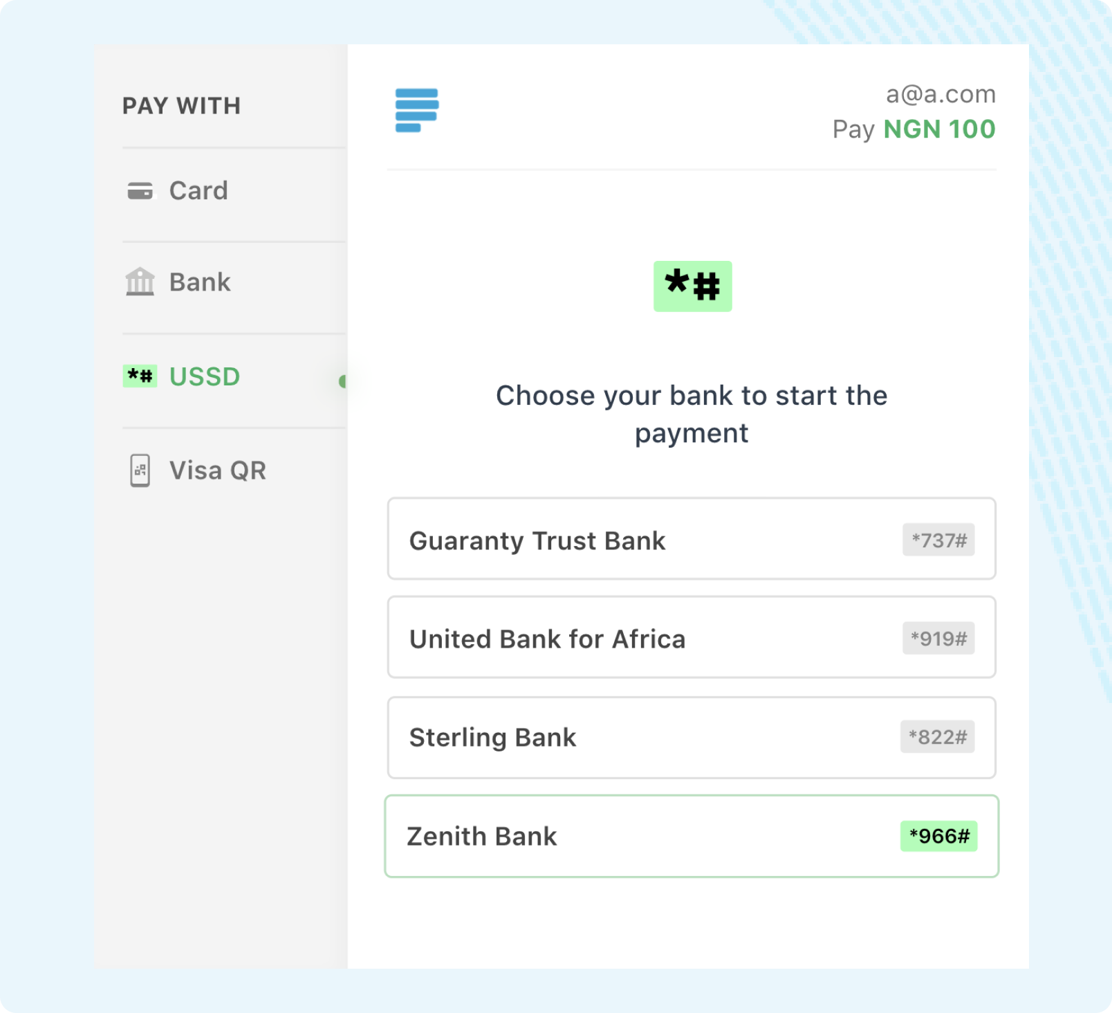 Zenith Pay with Bank