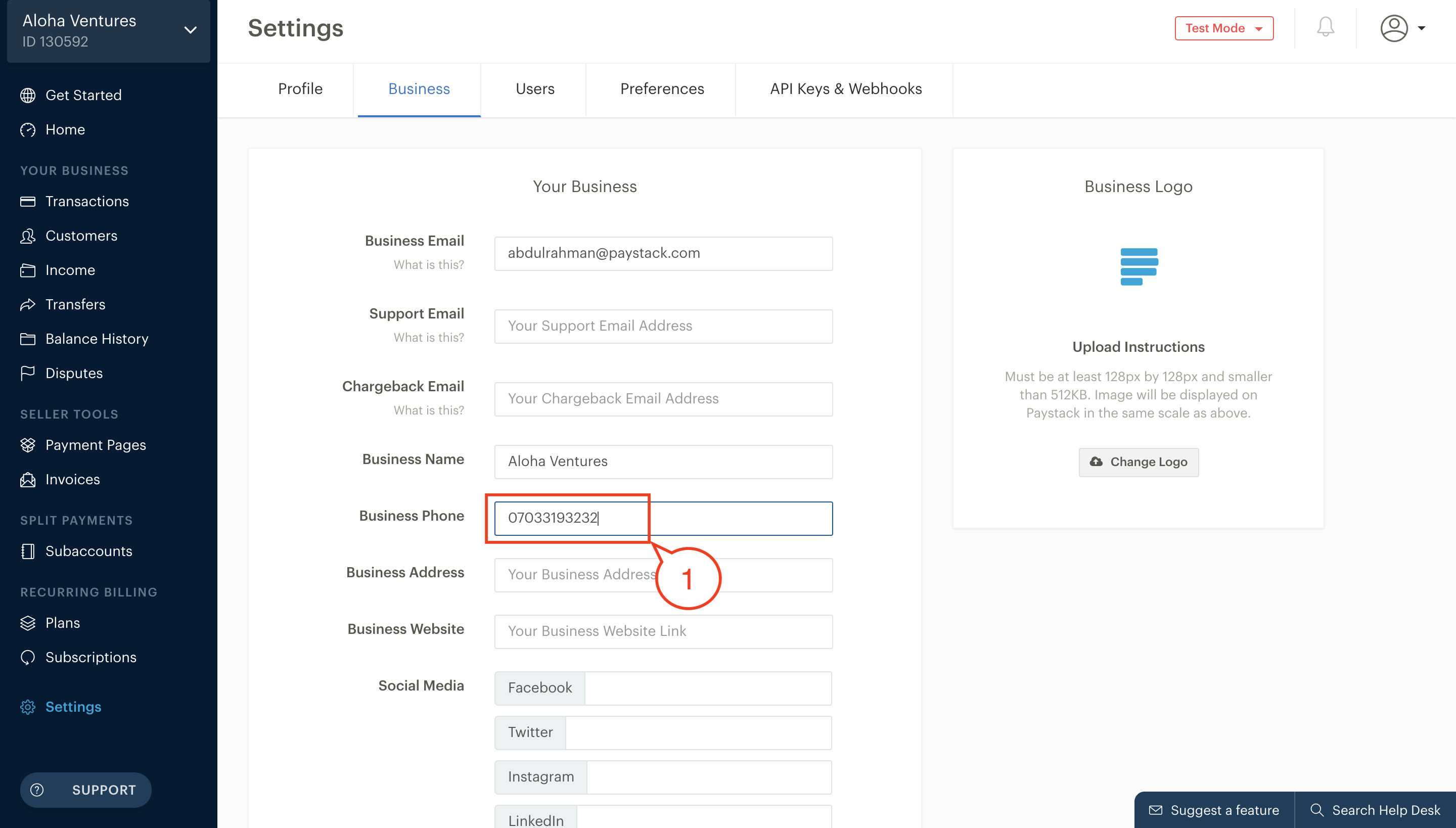 business phone input